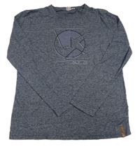 Tmavomodré melírované triko s potiskem Yigga