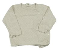 Béžový perforovaný propínací svetr 