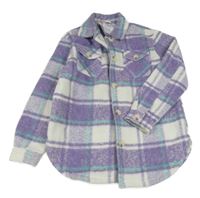 Lila-bílá kostkovaná košilová bunda Primark