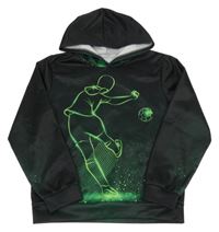 Antracitová mikina s fotbalistou a kapucí 