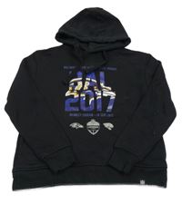 Černá mikina s nápisem a kapucí 