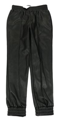 Nové - černé cuff koženkové kalhoty PRIMARK