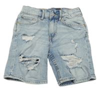 Světlemodré riflové kraťasy s prošupáním