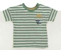 Bílo-zelené pruhované tričko se sluníčkem F&F