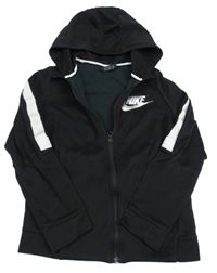 Černá propínací mikina s pruhy a kapucí Nike