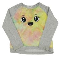 Šedo-žluto-chlupatá mikina s obličejem H&M