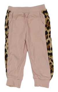 Světlerůžové tepláky s leopardím pruhem 