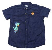 Tmavomodrá riflová košile s dinosaurem 