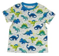 Bílo-modré tričko s dinosaury C&A