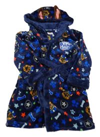 Tmavomodrý chlupatý župan s Paw Patrol a kapucí