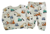 Nové - 2set - Smetanová mikina s auty + tepláky Primark