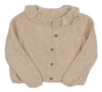 Světlerůžový propínací svetr s volánky George 