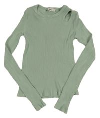 Světlezelené žebrované triko s průstřihem C&A