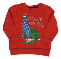Červená mikina s dinosaurem George 