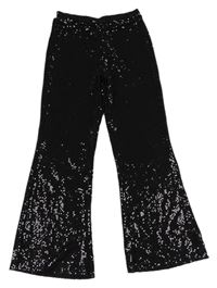 Černé slavnostní flitrové cargo kalhoty Next