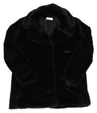 Černý kožešinový podšitý kabát H&M