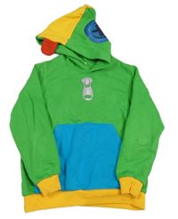 Zeleno-modro-žlutá mikina s kapucí 