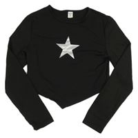 Černé crop triko s hvězdičkami Shein