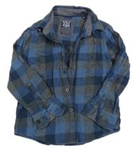 Tmavomodro-šedá kostkovaná košile