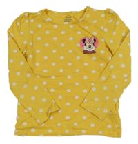 Žluté triko s Minnií a puntíky Disney