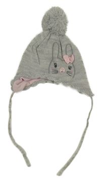 Šedá pletená podšitá čepice se zajíčkem H&M