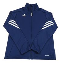 Tmavomodrá propínací sportovní mikina s logem Adidas