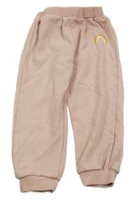 Světlerůžové tepláky s duhou Shein