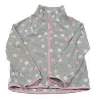 Šedá fleecová propínací mikina s puntíky a rolákem