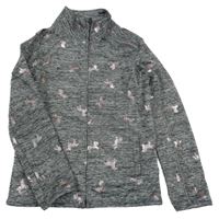 Šedá melírovaná propínací mikina s jednorožci Next