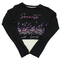 Černé crop triko se vrozem Sonneti