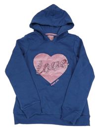 Tmavomodrá mikina se srdíčkem a kapucí Pocopiano