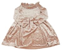 Světlerůžové sametové šaty s volánky H&M