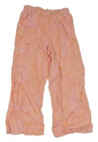 Růžovo-oranžové vzorované volné kalhoty L&D