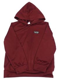 Vínová sportovní mikina s nápisem a kapucí SHEIN