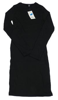 Nové - Černé žebrované dlouhé šaty New Look