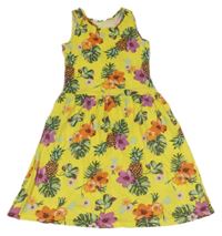 Žluté květované bavlněné šaty H&M