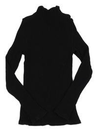 Černé žebrované vlněné triko s rolákem Matalan