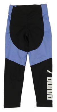 Černo-modré sportovní legíny s logem Puma