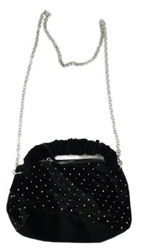 Černá sametová crossbody kabelka s kamínky Primark