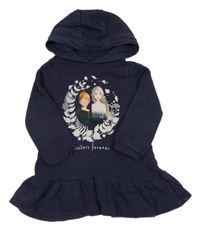 Tmavomodrá peplum mikina s Frozen a kapucí Disney