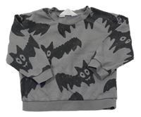 Šedá oversize mikina s netopýry H&M
