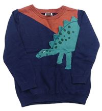 Tmavomodro-rezavý svetr s dinosaurem Monsoon