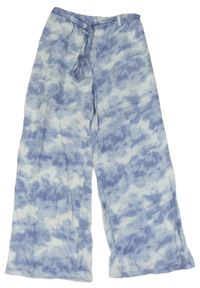 Modro-bílé batikované mušelínové culottes kalhoty s páskem Jessica Simpson