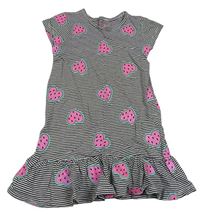 Černo-bílé pruhované šaty se srdíčky COTTON KIDS
