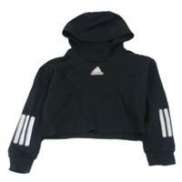 Černá crop mikina s kapucí Adidas