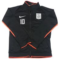 Černo-křiklavě korálová funkční sportovní propínací mikina s logem a číslem zn. Nike