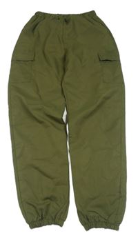 Tmavokhaki cargo cuff kalhoty 