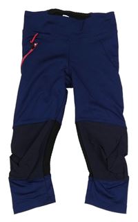 Tmavomodro-černé capri funkční sportovní legíny Quechua