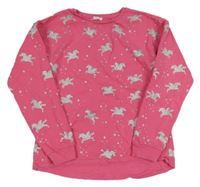 Růžová mikina se stříbrnými jednorožci a hvězdičkami Bluezoo