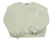 Smetanová chlupatá mikina s nápisy C&A